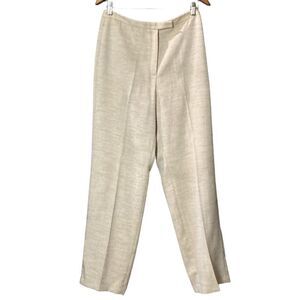 Tahari Arthur S Levine Tan Linen Like flat Front Pants Work Career